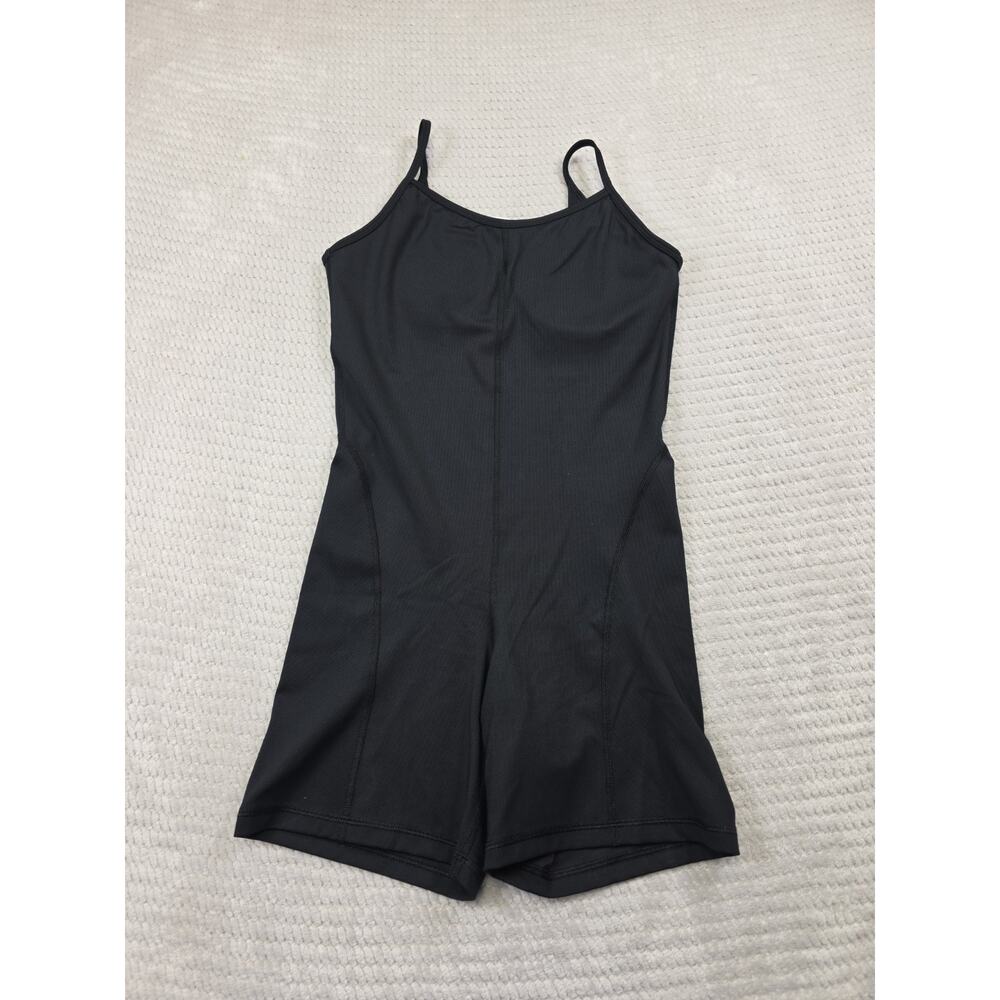 Yogalicious Lux Bodysuit Womens Medium Black Illusion Rib Lotus Romper